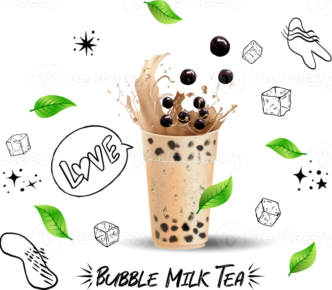 Bubble milk tea, Pearl milk tea. png. png