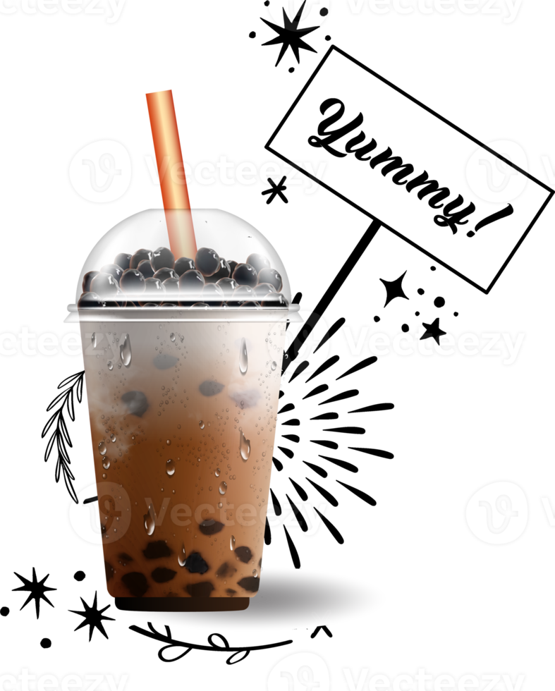 Bubble milk tea, Pearl milk tea. png. png