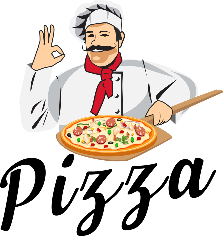 pizza hand ritade. skiss stil. png. png