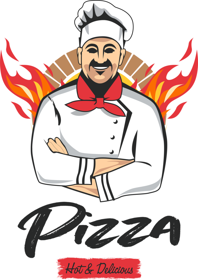 mão de pizza desenhada. estilo de esboço. png. png