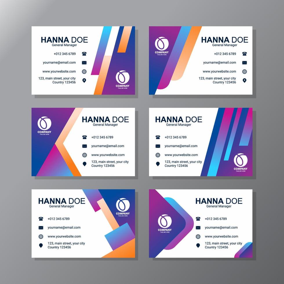 Gradient Color Geometric  Business Card Template Collection vector