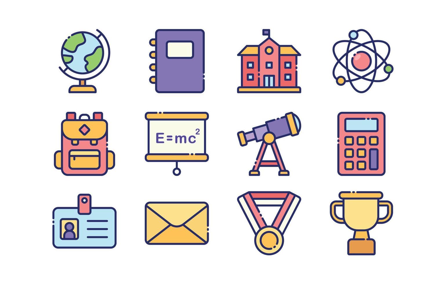 Education Apps Icon Flat Vector Collection
