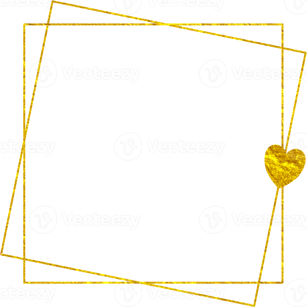 moldura dourada com coração png