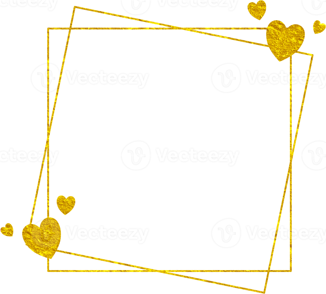 cadre doré avec coeur png