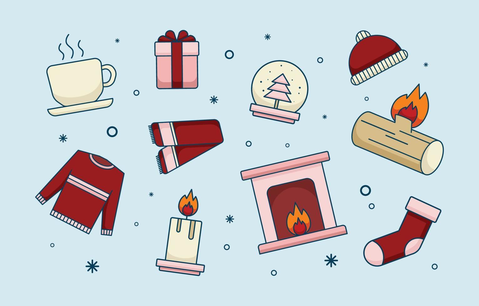 Set of Winter Indoor Activity Icon vector