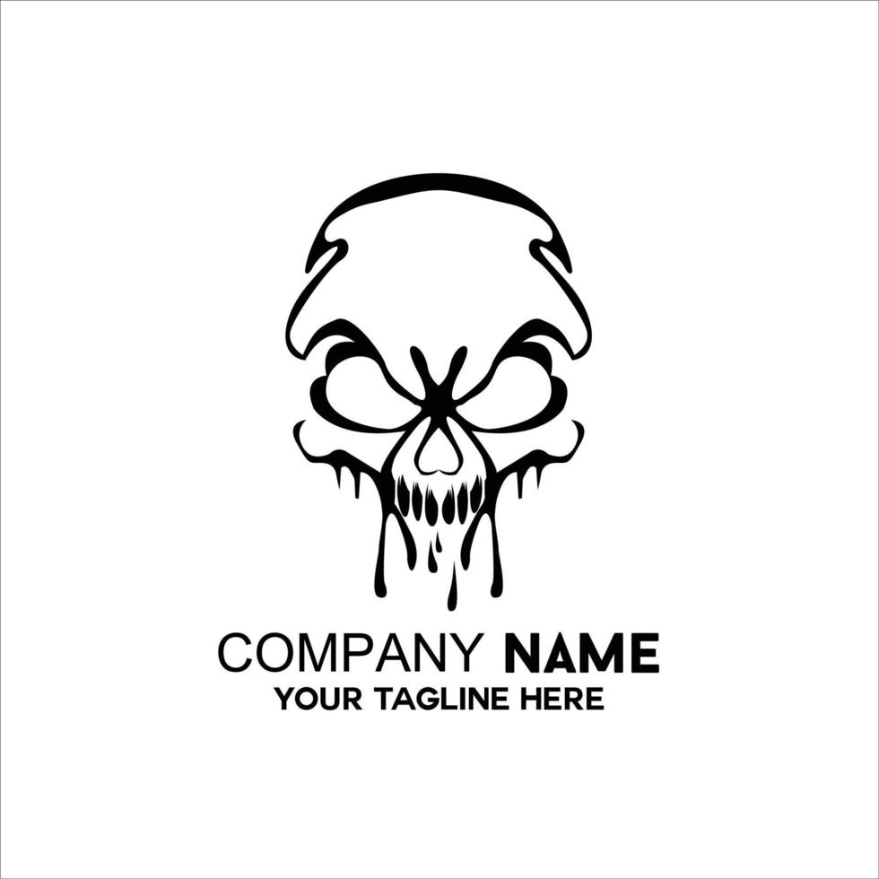 simple human skull logo looks spooky vector