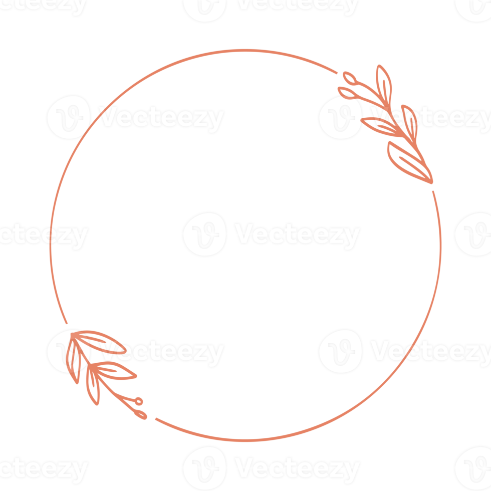 Round floral frame design png