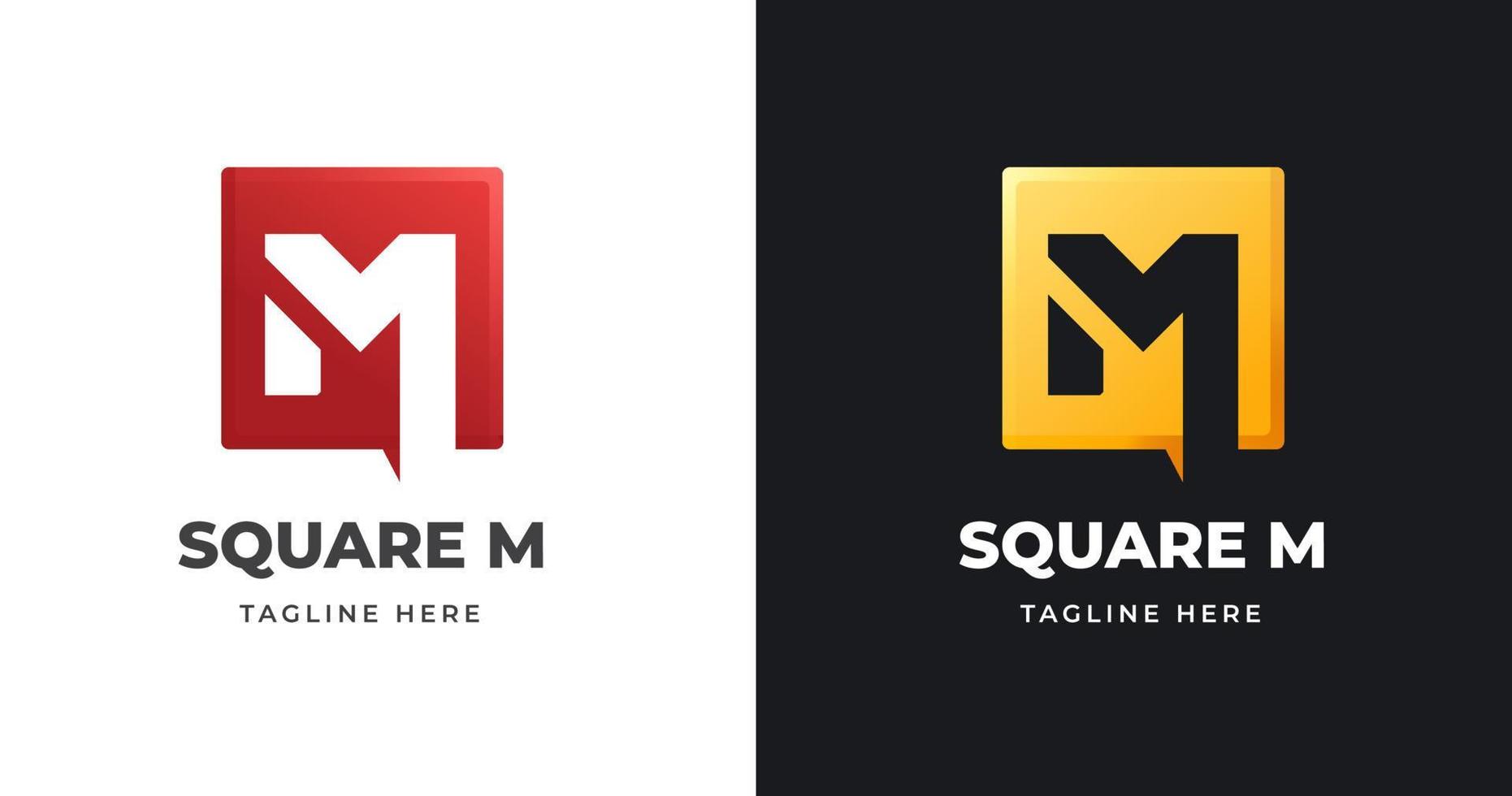 Letter M logo design template with square shape style vector
