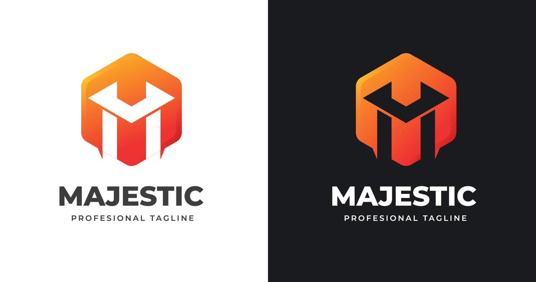 Letter M logo design template with geometric shape style vector