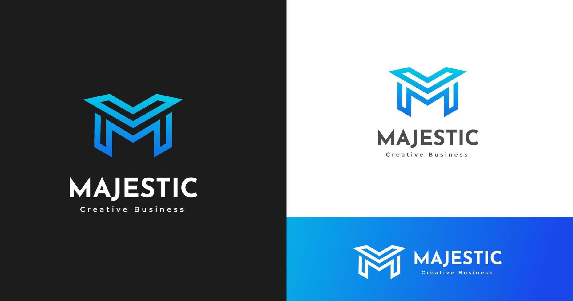 Modern letter M logo with monogram line concept style design vector