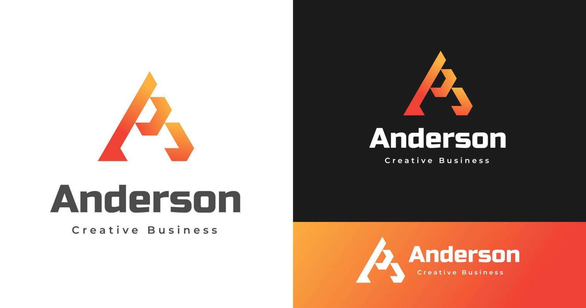 Modern elegant letter A gradient monogram style logo design template vector