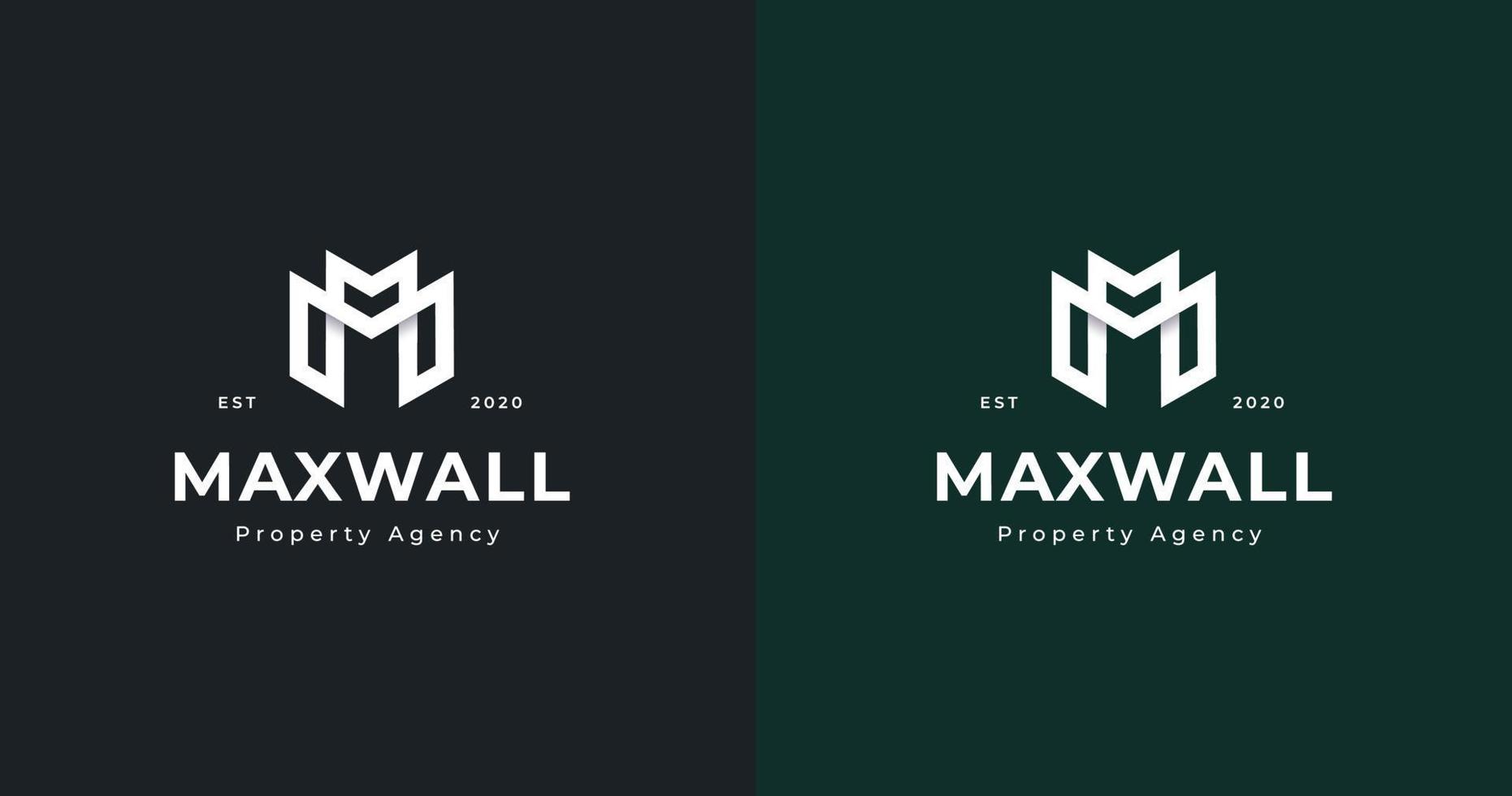 Letter M logo monogram line style design template vector