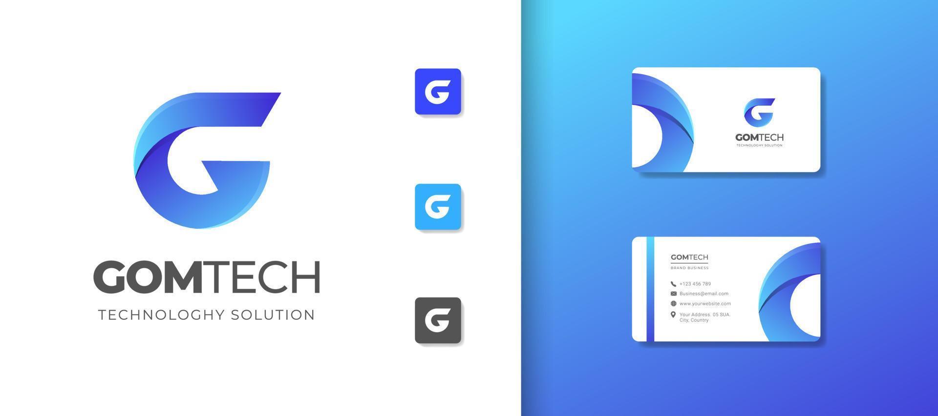 Modern gradient letter G logo symbol icon with business card design template vector