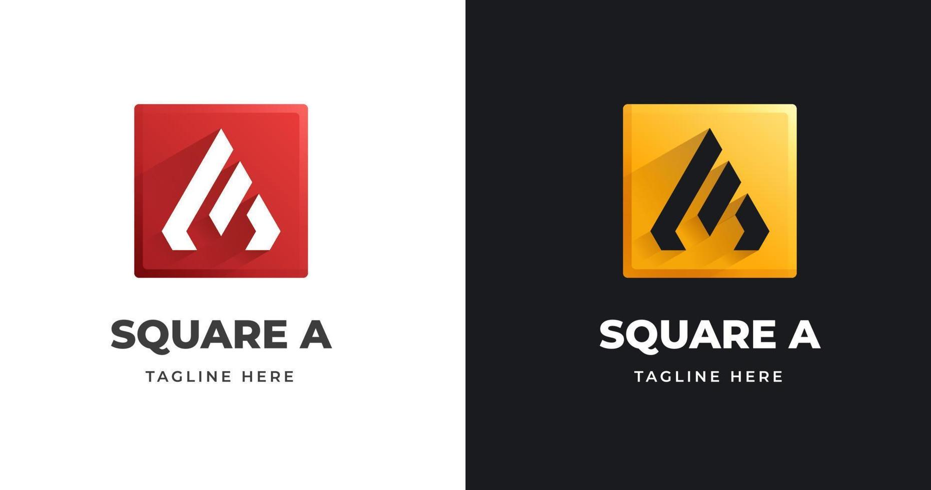 Modern Letter A monogram logo design template with square shape style vector