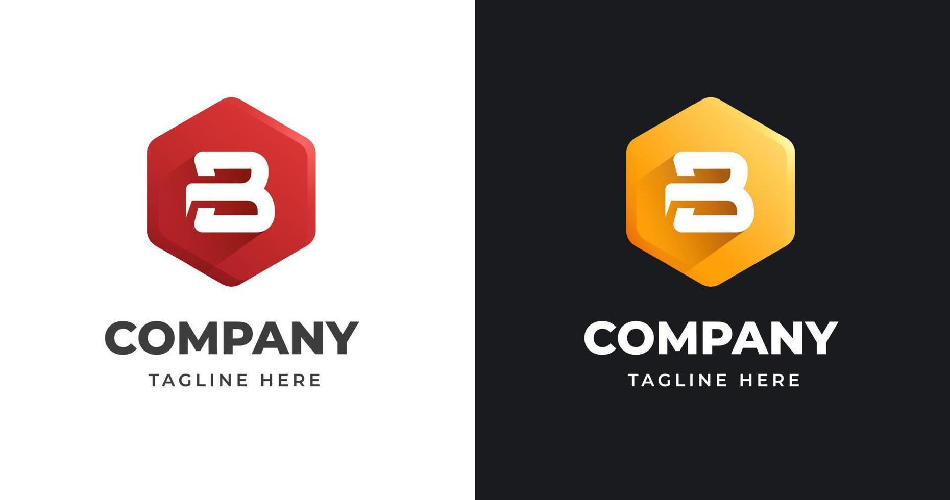 Letter B logo design template with geometric shape style vector