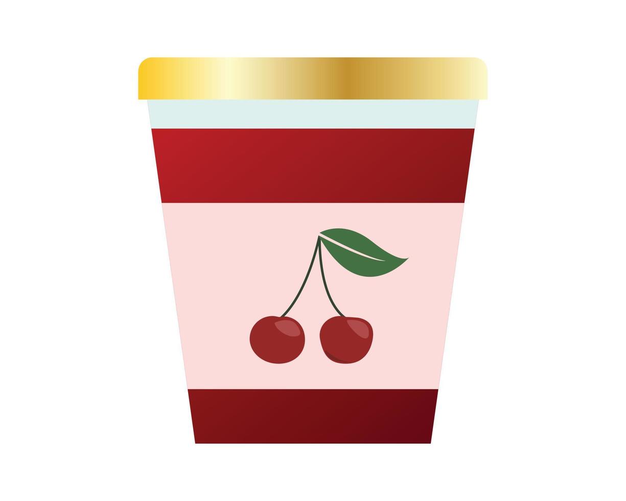 Cherry jam in a jar vector