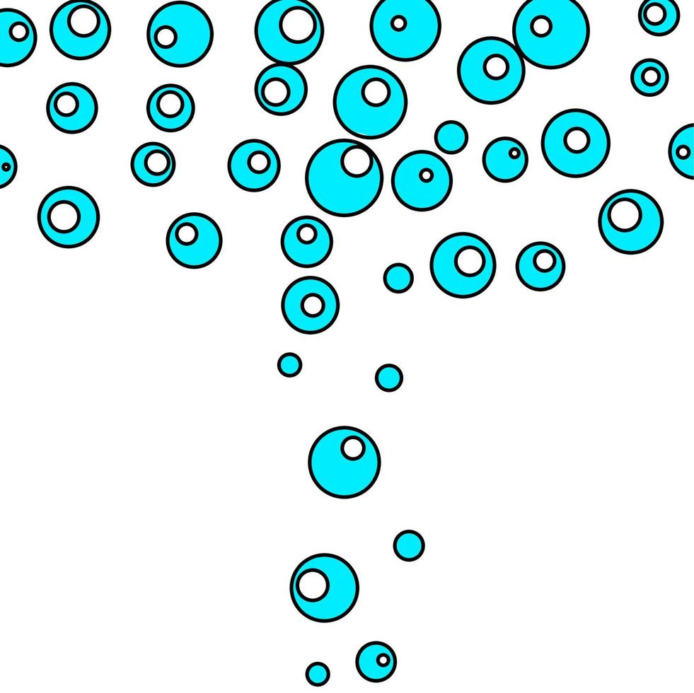 ilustración vectorial de burbujas flotando en el fondo del agua sobre un fondo blanco. concepto de oxígeno en el agua. vector
