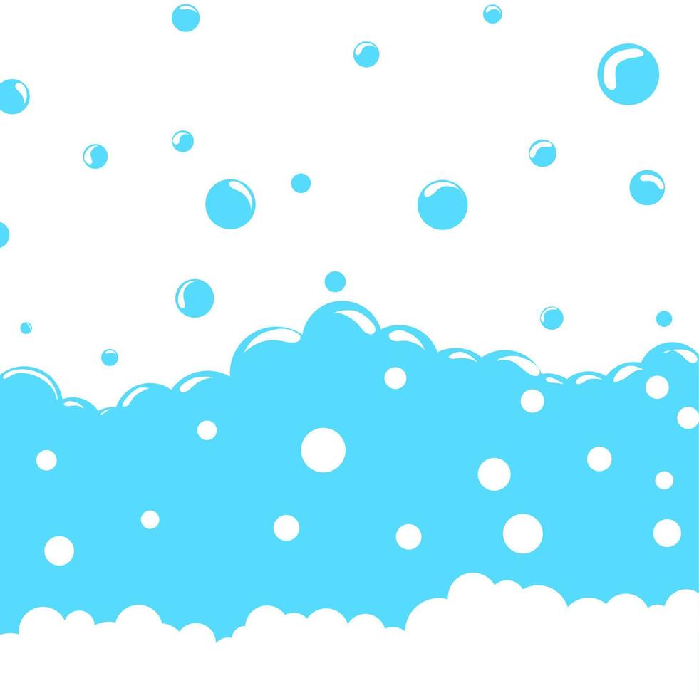 Foam bubbles vector illustration on white background. Bubble bath concept.