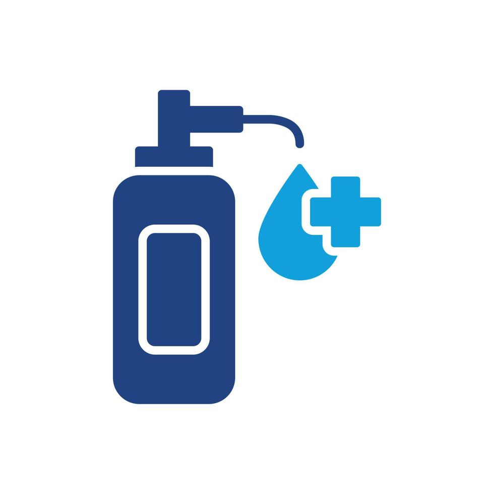 Hand Sanitizer Bottle Color Icon. Alcohol Disinfection Bottle with Pump Silhouette Icon. Sanitizer Gel or Antiseptic Liquid for Kill Bacteria, Fungi and Virus. Isolated Vector illustration.