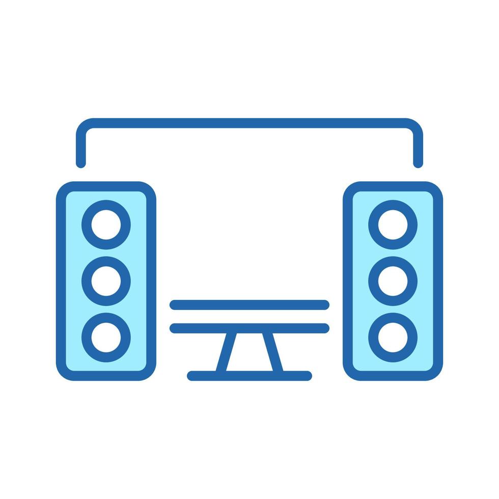 PC with Speakers Color Line Icon. Desktop Computer and Sound Equipment Linear Pictogram. Personal Server Hardware and Music Speaker Outline Symbol. Editable Stroke. Isolated Vector Illustration.