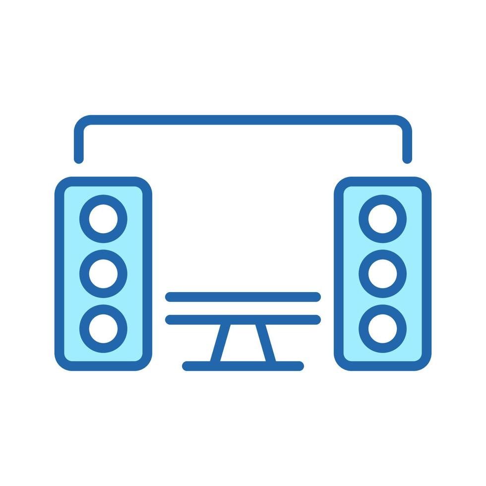 PC with Speakers Color Line Icon. Desktop Computer and Sound Equipment Linear Pictogram. Personal Server Hardware and Music Speaker Outline Symbol. Editable Stroke. Isolated Vector Illustration.