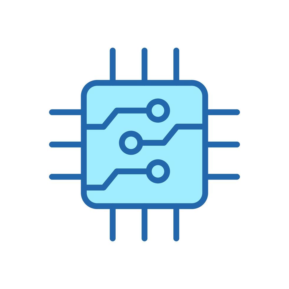 Computer Microchip Line Icon. CPU Processor Chip Pictogram. Digital Circuit Microchip Color Symbol. Electronic Hardware System. Semiconductor Chip. Editable Stroke. Isolated Vector Illustration.