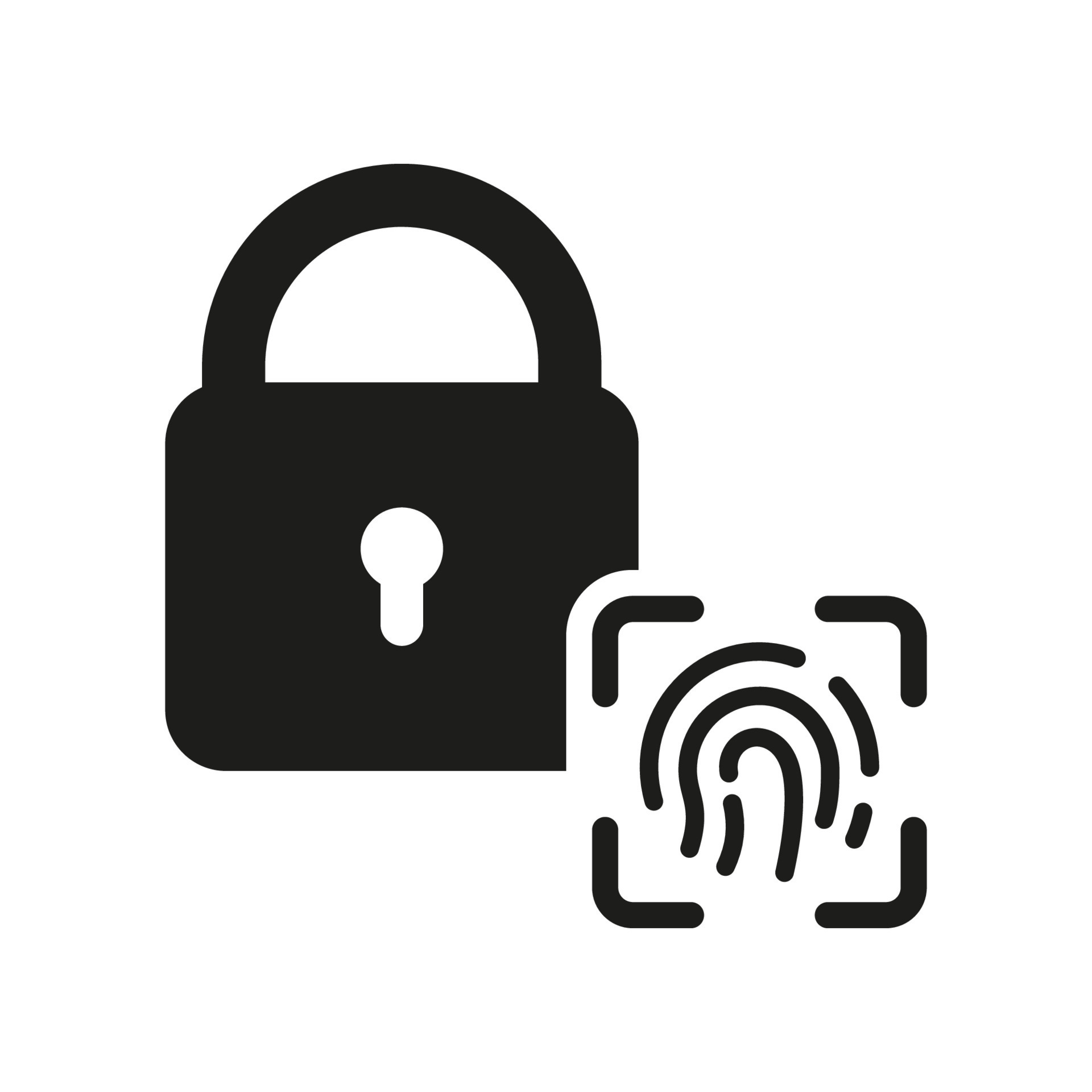 Finger Print Biometric Identification with Padlock Silhouette Icon