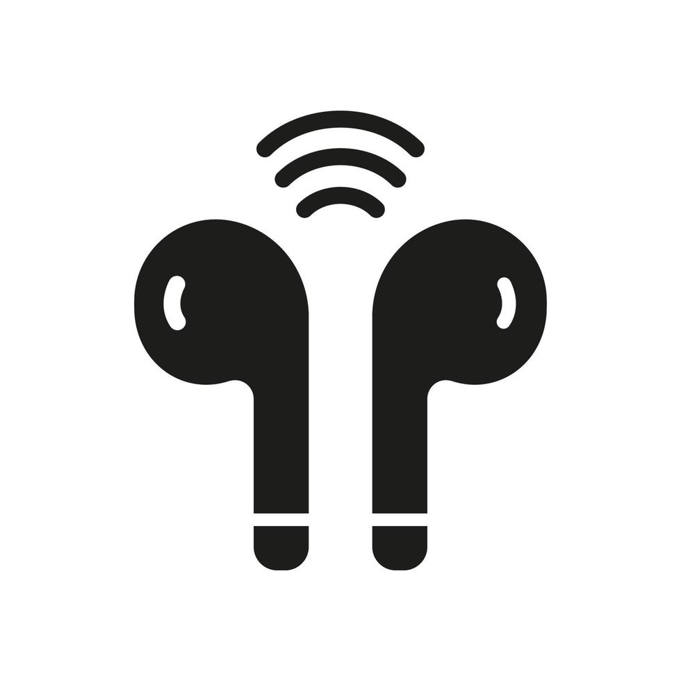 signo de silueta de auriculares inalámbricos. icono de glifo de auriculares. auricular portátil para escuchar el símbolo de la música. Equipo de sonido digital auricular. icono de auriculares. ilustración vectorial aislada. vector