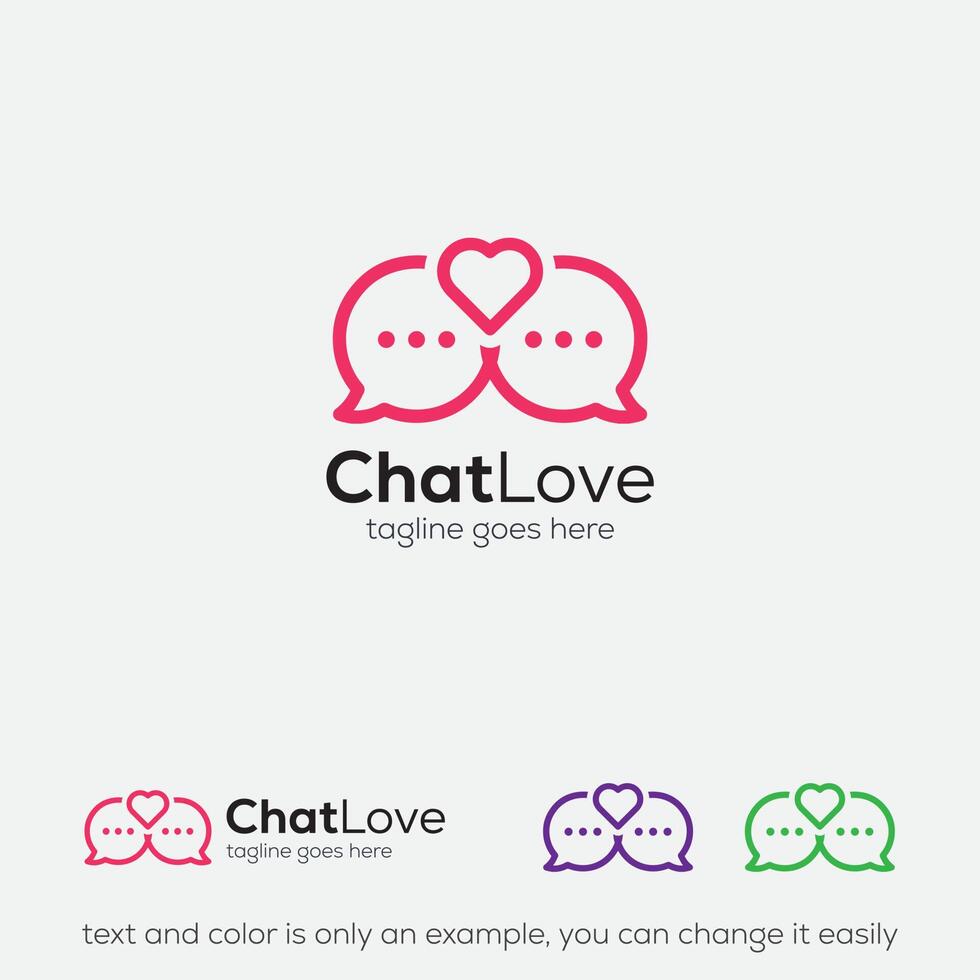 plantilla de diseño de logotipo de amor de chat vector