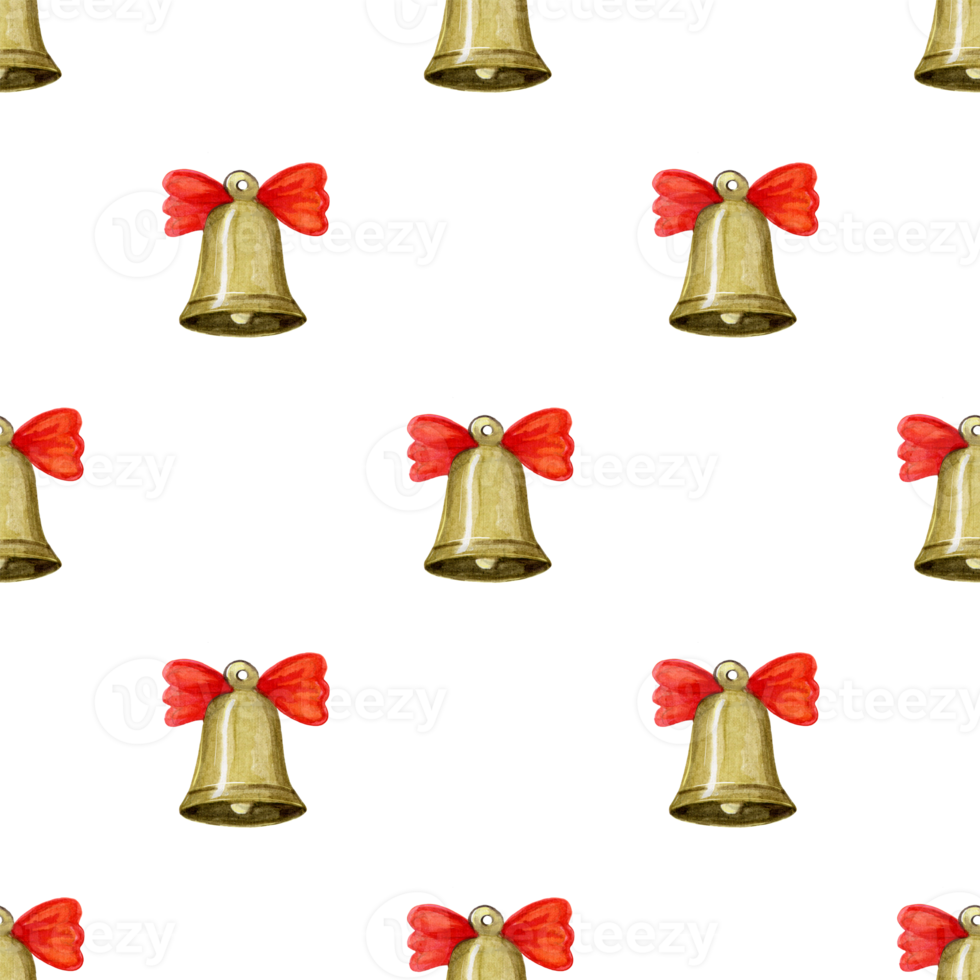 Christmas bells seamless pattern png