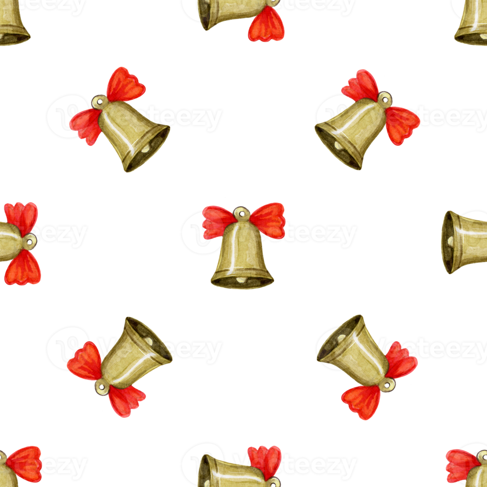 Christmas bells seamless pattern png
