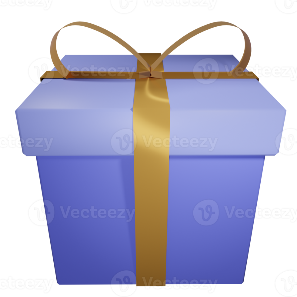 3D christmas blue gift box PNG