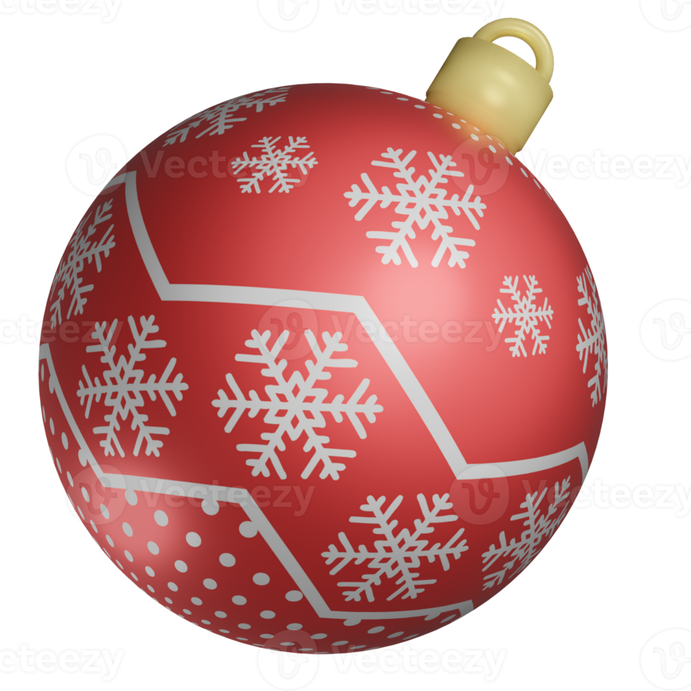 3D christmas red balls tree ornament png
