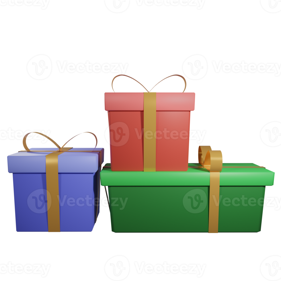 3D 3 christmas gift PNG