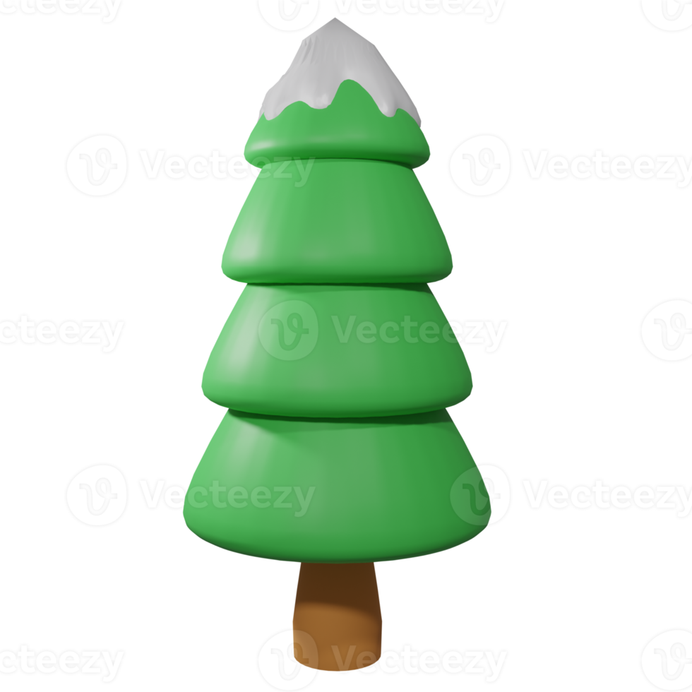 árbol 3d con nieve en la parte superior png