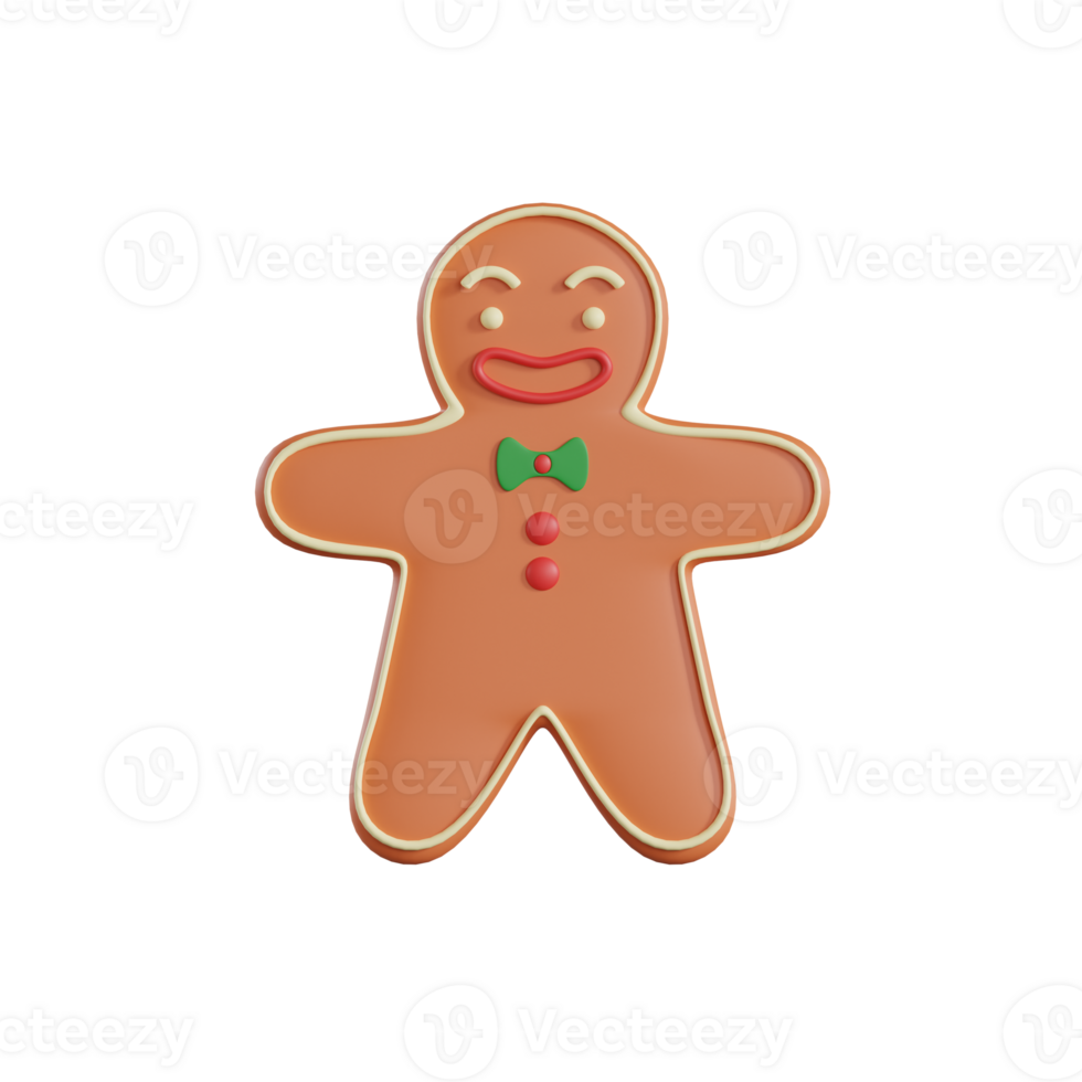 gingerbread man christmas icon 3d illustration png