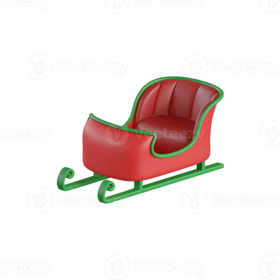3d rendering of christmas santa sleigh icon isolated png