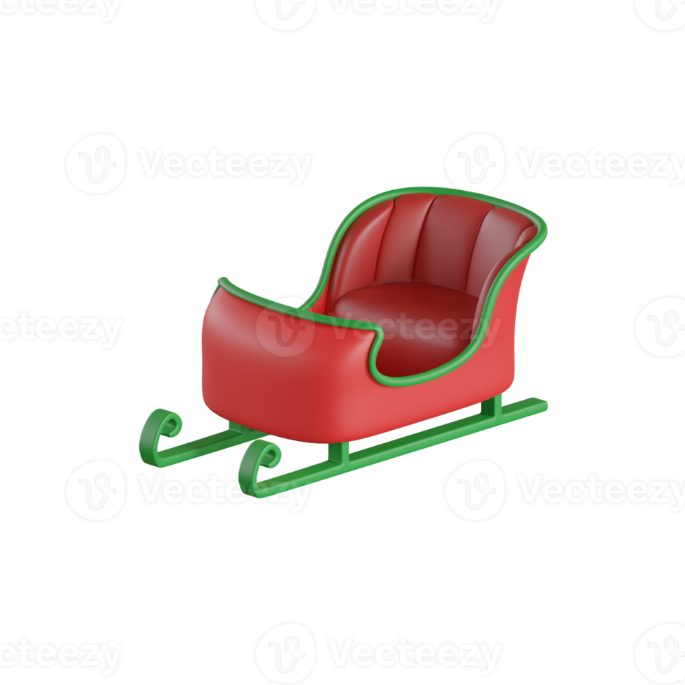 3D-Rendering des Weihnachtsmann-Schlitten-Symbols isoliert png