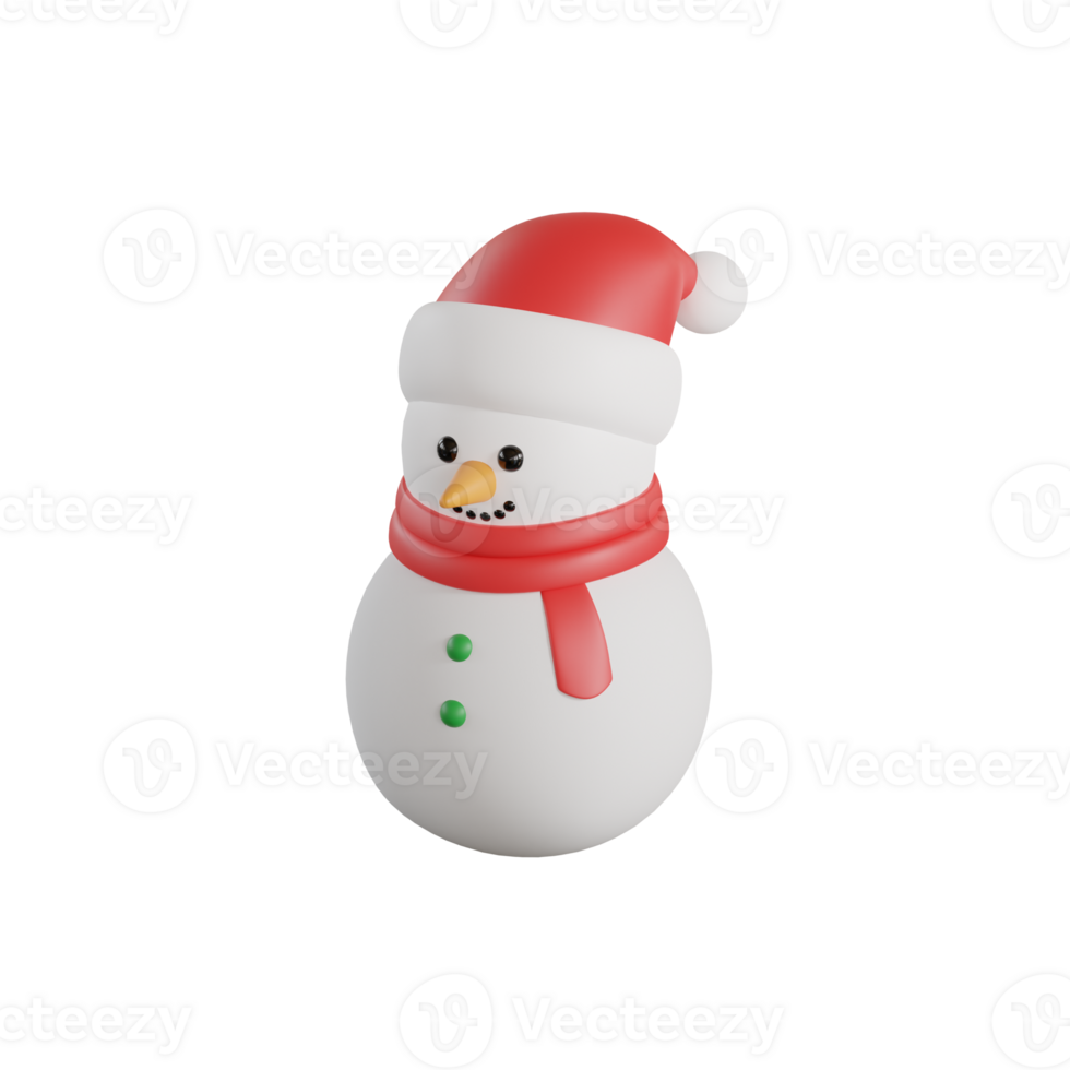 3d illustration of christmas snowman icon isolated on transparent background png