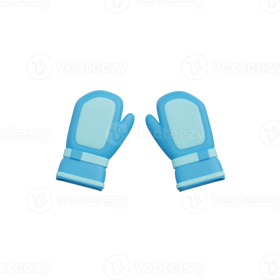 Rendu 3d de l'icône de mitaines de ski isolées png