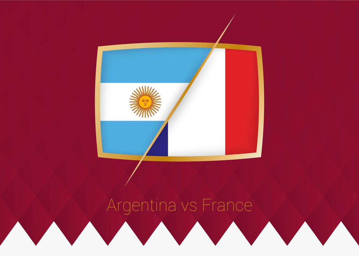argentina vs francia, ícono final de la competencia de fútbol en el fondo burdeos. vector