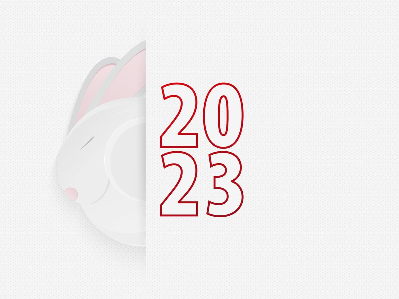 Year 2023 celebration design, head of Rabbit with number 2023. vector