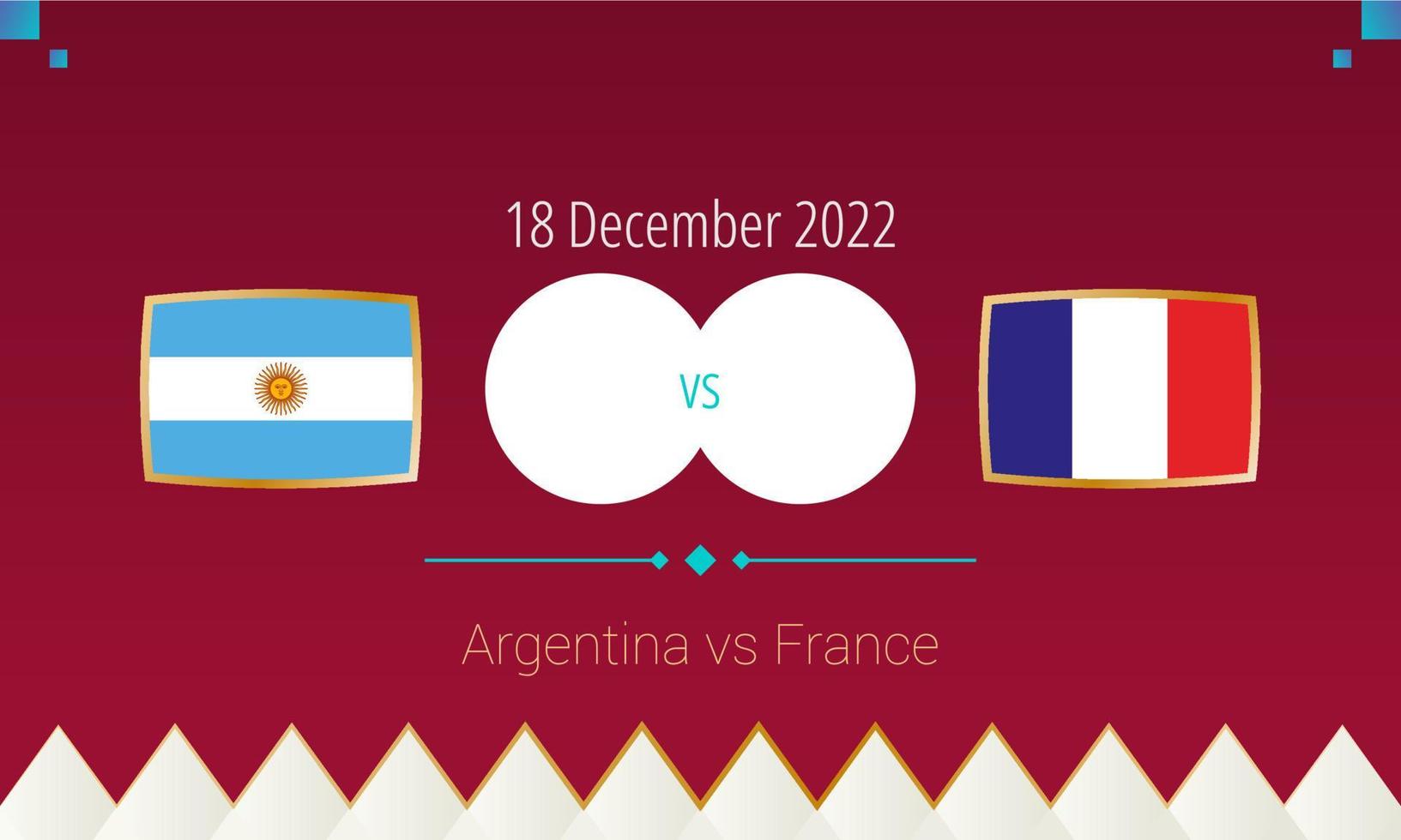 partido de fútbol argentina vs francia en la final, competencia internacional de fútbol 2022. vector