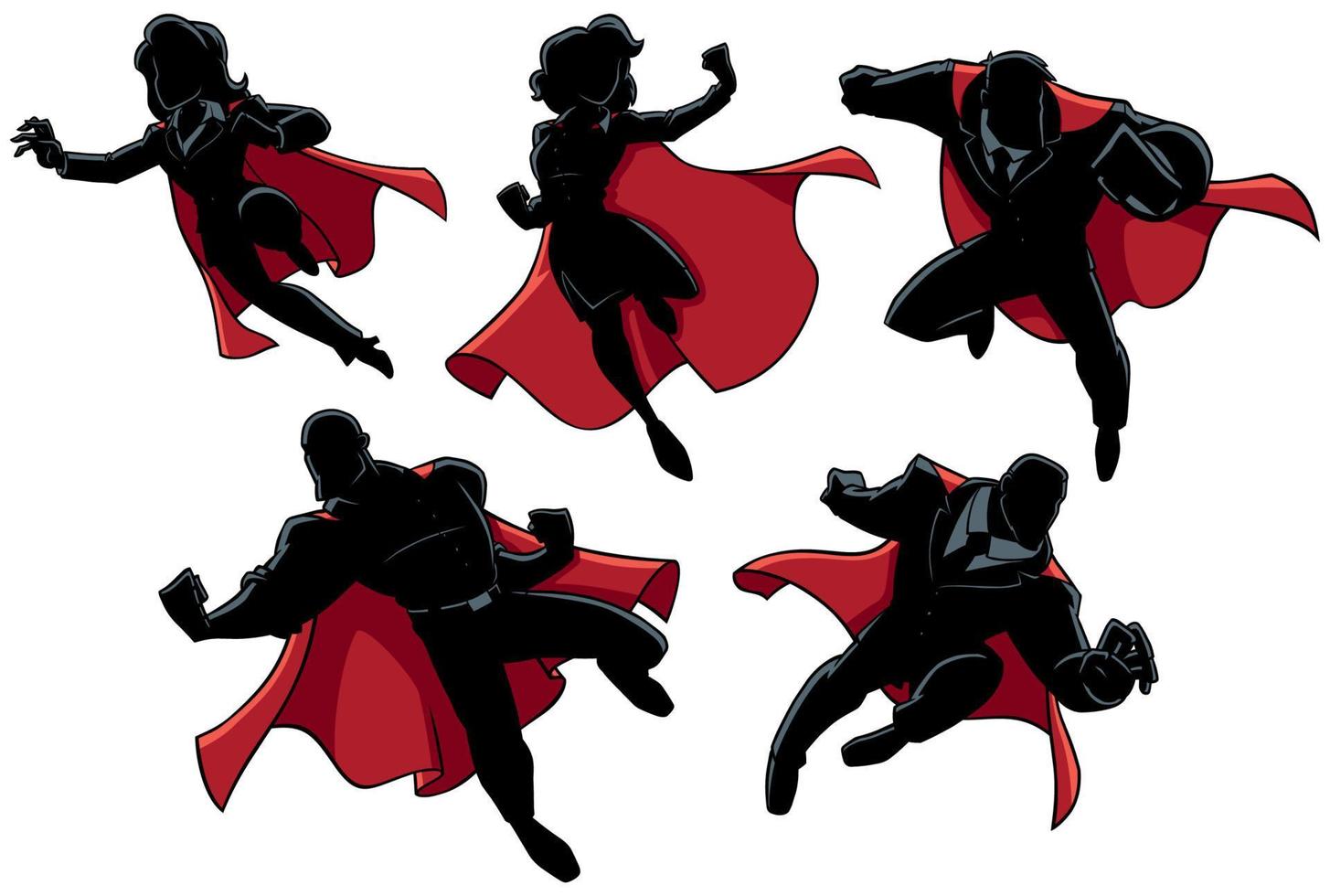 Super Business Heroes Silhouettes on White vector