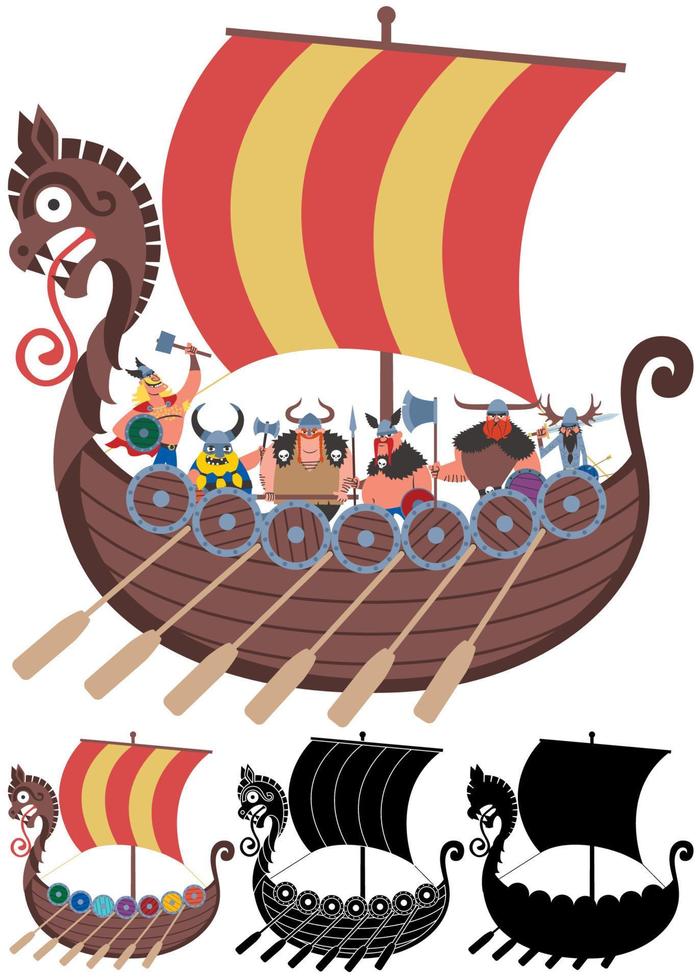 Viking Ship on White vector