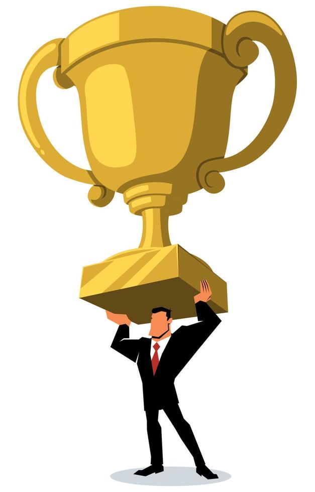 Businessman Holding Trophy vector