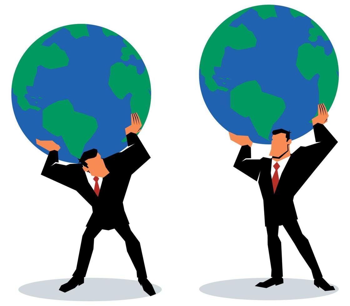 Businessman Lifting Planet Earth vector