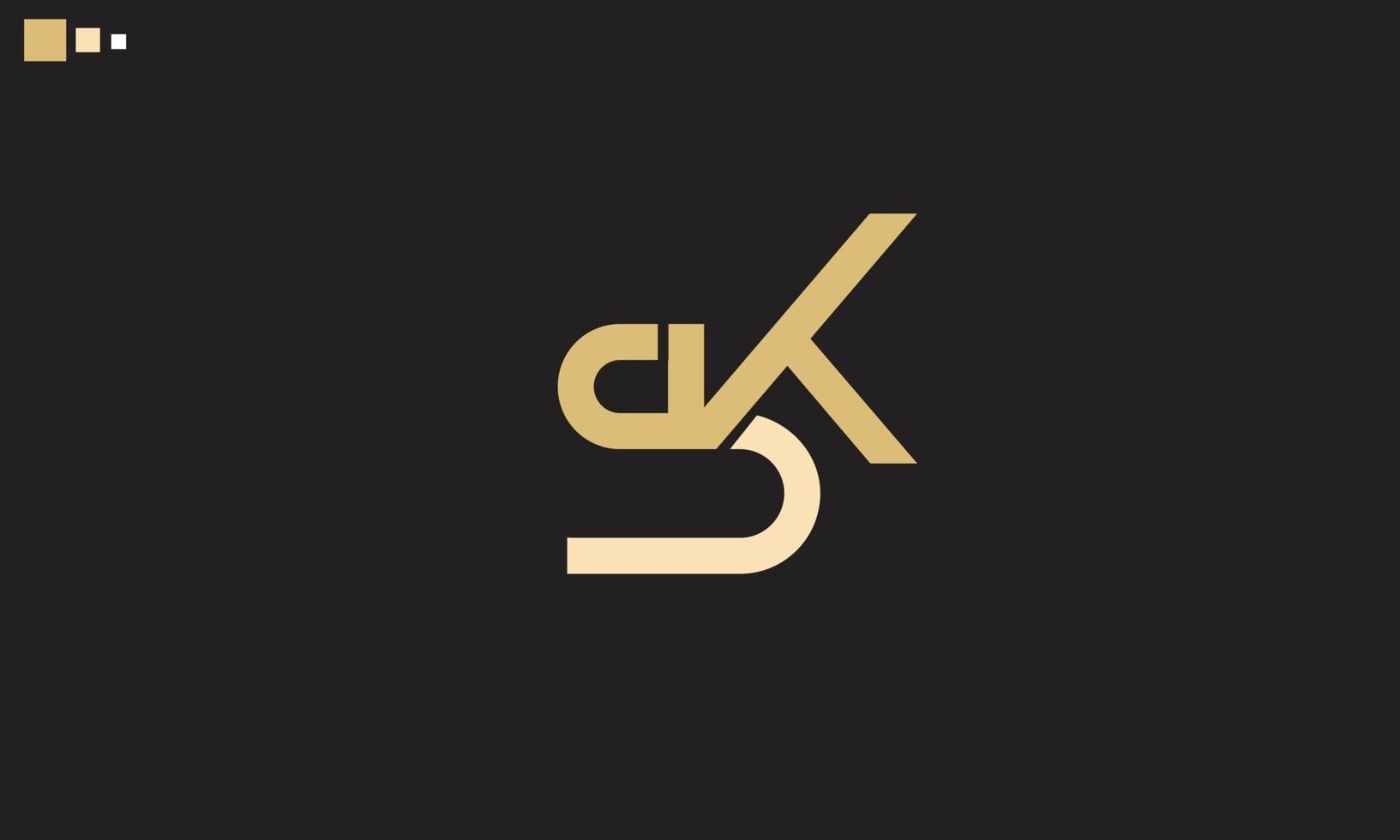 alfabeto letras iniciales monograma logo sk, ks, s y k vector