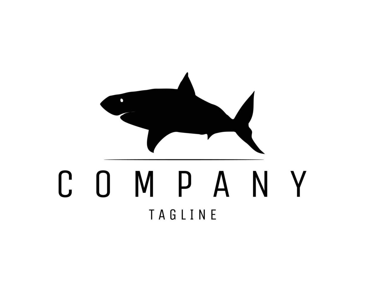 black shark logo isolated on white background showing from side. Best for badge, emblem, icon, sticker design and for marine animal industry. vector illustration available in eps 10.