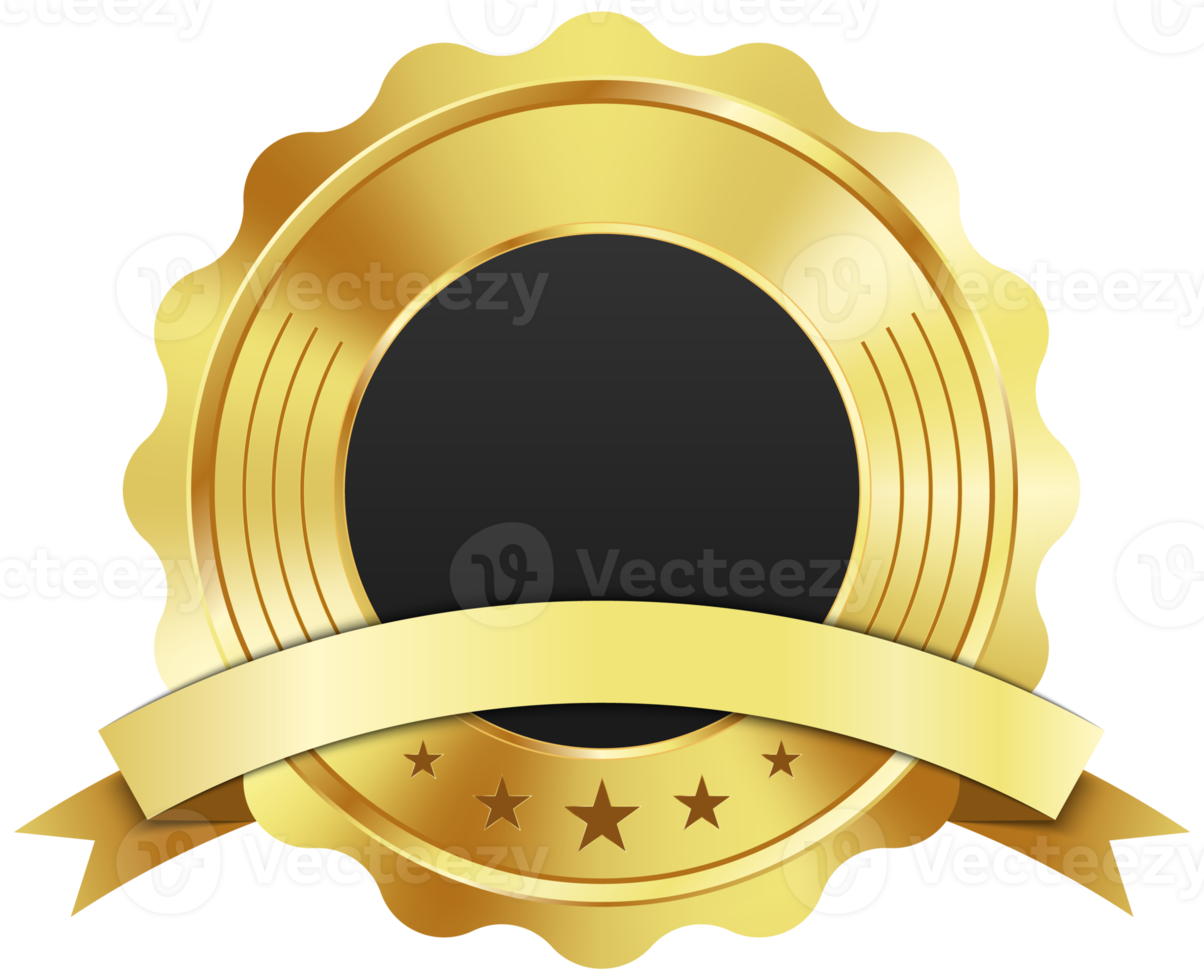 Luxury gold medal with ribbon png